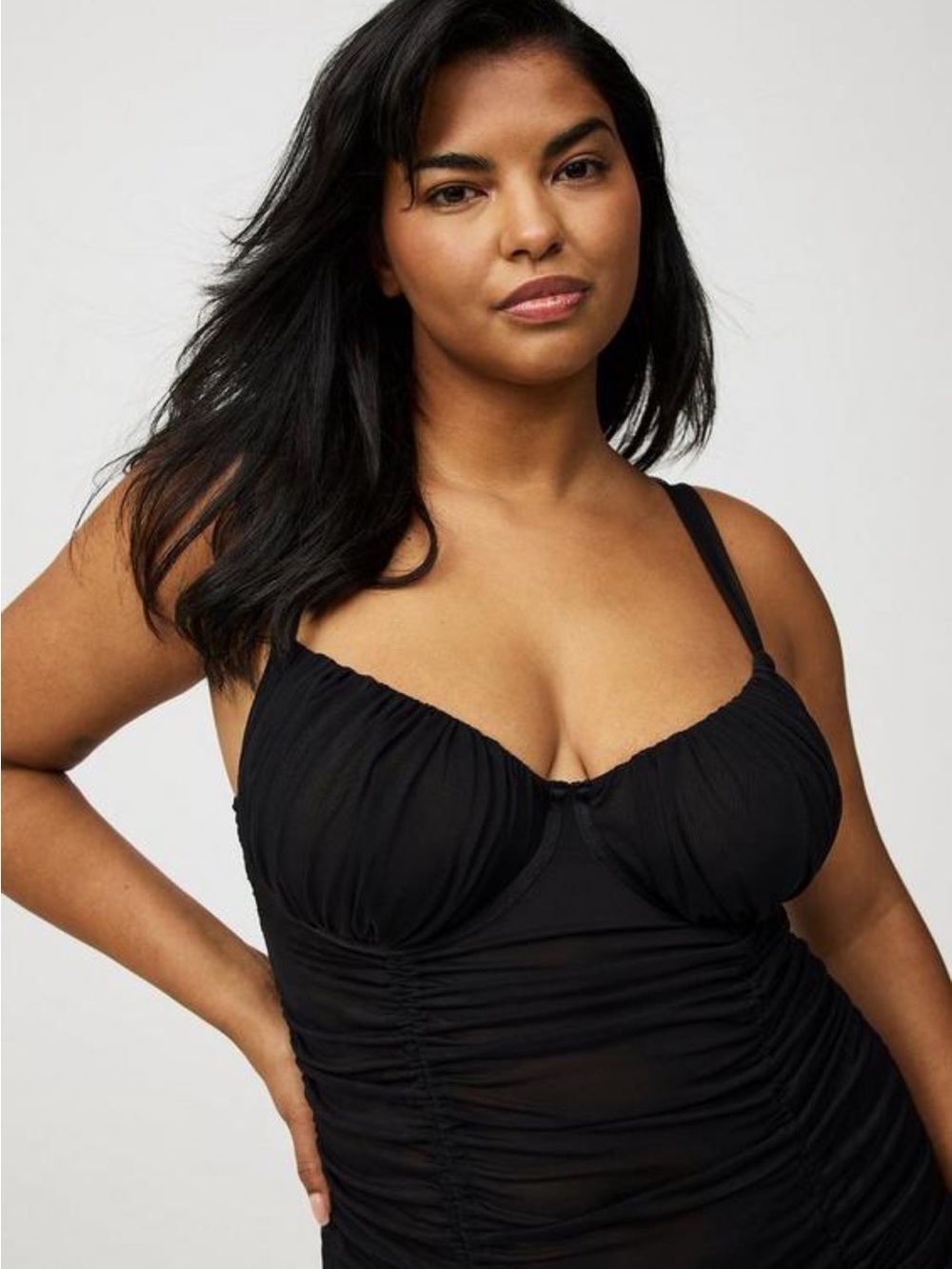 V - #T314 - Torrid Ruched Mesh Chemise - 2X - Picture 4 of 14